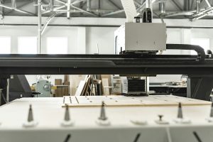 Close-up of wood working machine at workshop